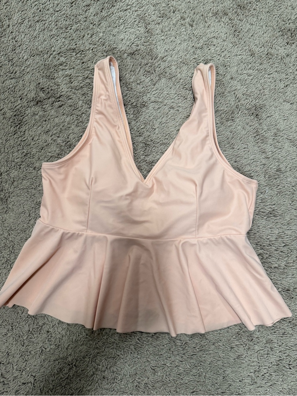 Peplum V-Neck Swim Top in Blush Pink